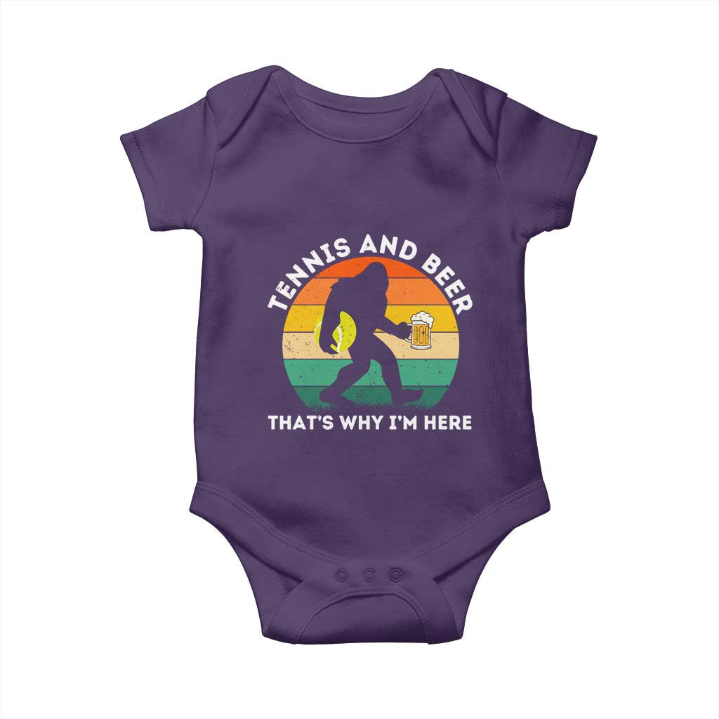 Funny Bigfoot Tennis Player Beer Lover Baby Onesie That Is Why I Am Here TS12 Purple Print Your Wear