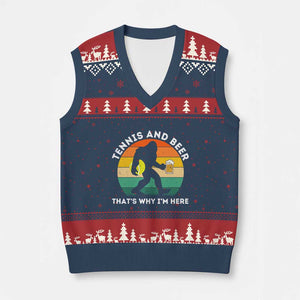 Funny Bigfoot Tennis Player Beer Lover V-Neck Knit Sweater Vest That Is Why I Am Here TS12 Navy Red Print Your Wear