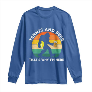 Funny Bigfoot Tennis Player Beer Lover Long Sleeve Shirt That Is Why I Am Here TS12 Royal Blue Print Your Wear