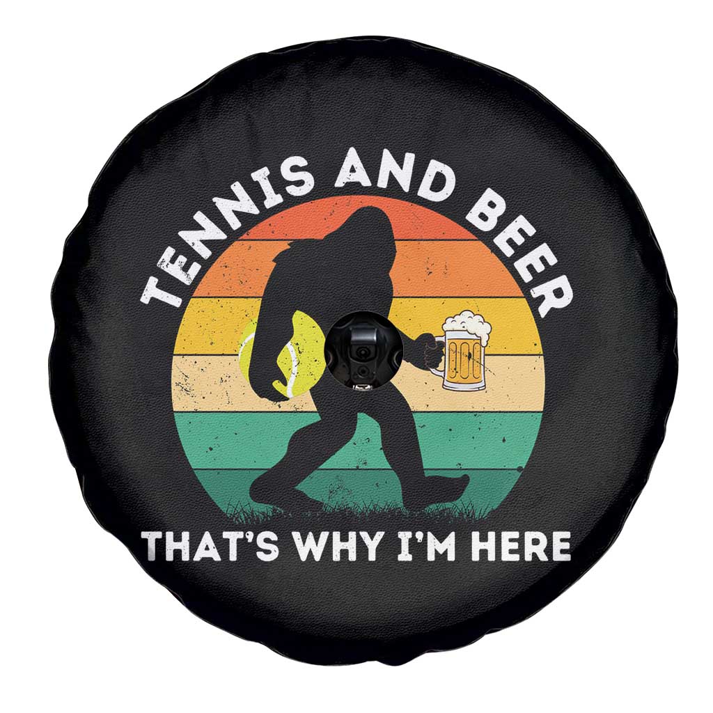 Funny Bigfoot Tennis Player Beer Lover Spare Tire Cover That Is Why I Am Here TS12 Print Your Wear