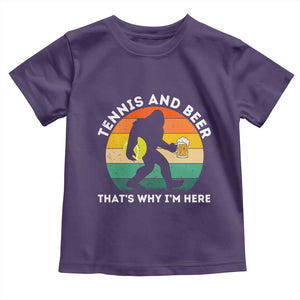 Funny Bigfoot Tennis Player Beer Lover Toddler T Shirt That Is Why I Am Here TS12 Purple Print Your Wear