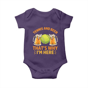 Tennis And Beer That Is Why I Am Here Baby Onesie Funny Tennis Player Gift TS12 Purple Print Your Wear
