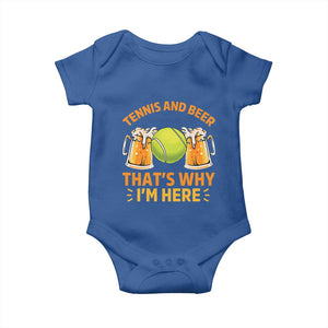 Tennis And Beer That Is Why I Am Here Baby Onesie Funny Tennis Player Gift TS12 Royal Blue Print Your Wear