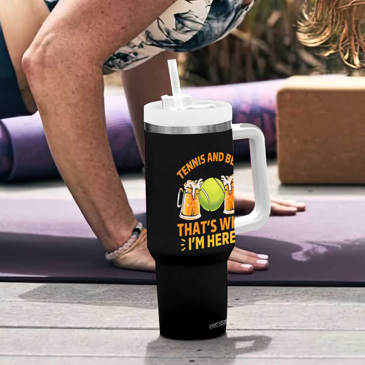 Tennis And Beer That Is Why I Am Here Tumbler With Handle Funny Tennis Player Gift TS12 Print Your Wear