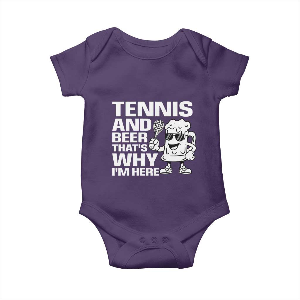 Funny Tennis And Beer That Is Why I Am Here Baby Onesie TS12 Purple Print Your Wear