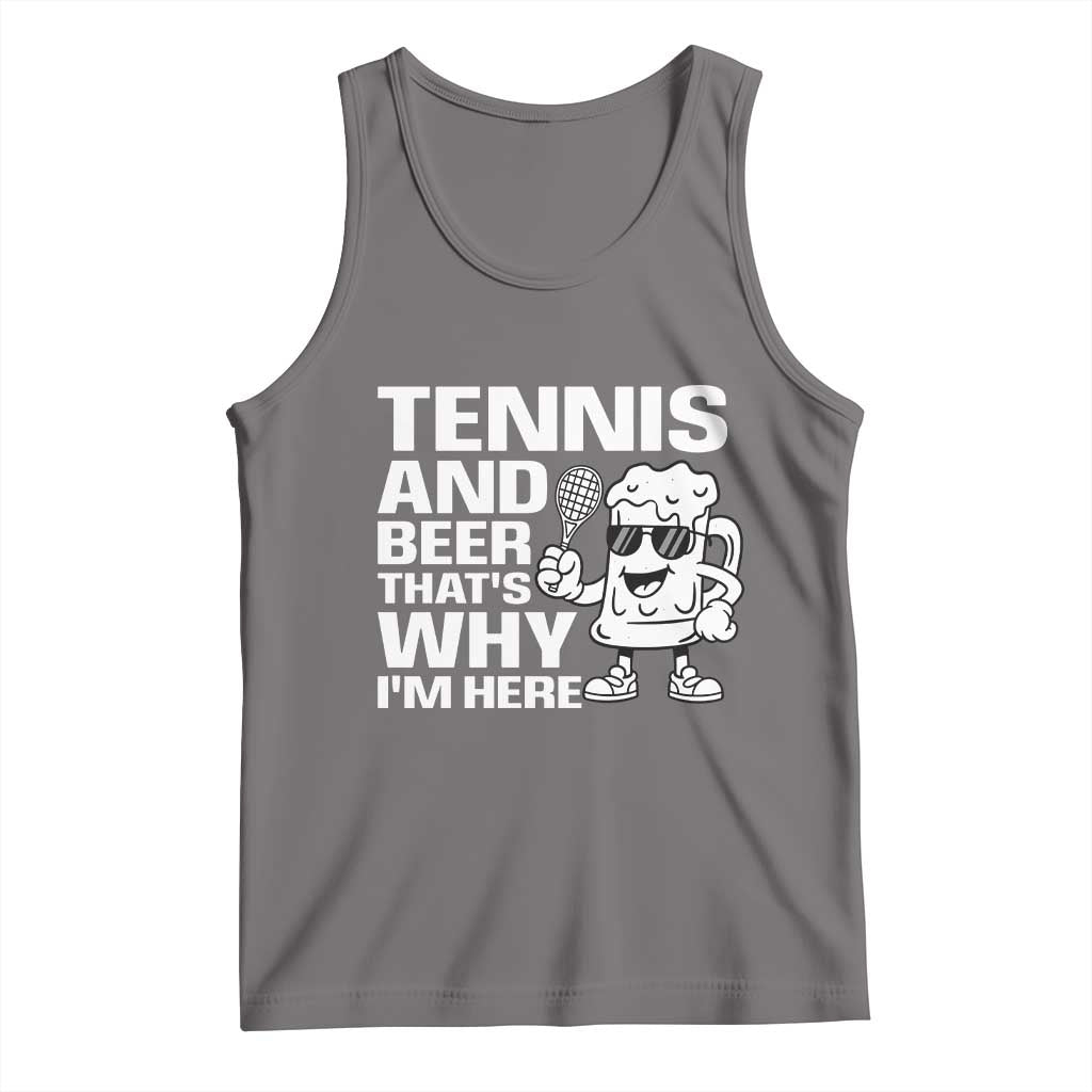 Funny Tennis And Beer That Is Why I Am Here Tank Top TS12 Deep Heather Print Your Wear