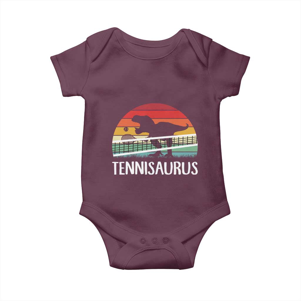 Funny Dinosaur Tennis Player Gift Baby Onesie Tennisaurus TS12 Maroon Print Your Wear
