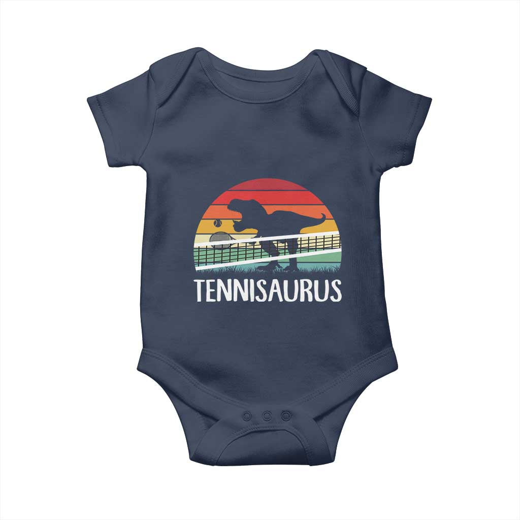 Funny Dinosaur Tennis Player Gift Baby Onesie Tennisaurus TS12 Navy Print Your Wear