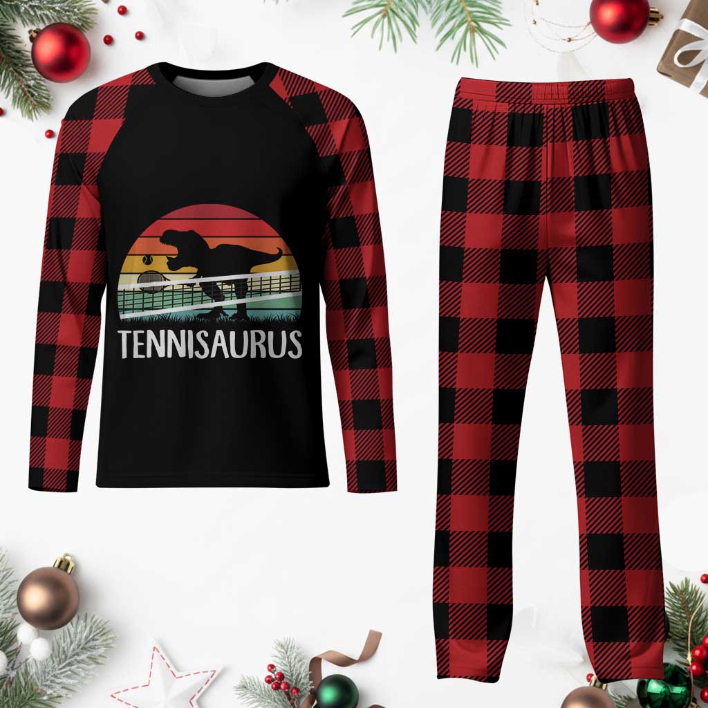 Funny Dinosaur Tennis Player Gift Plaid Pajama Set Tennisaurus TS12 Buffalo Plaid Print Your Wear