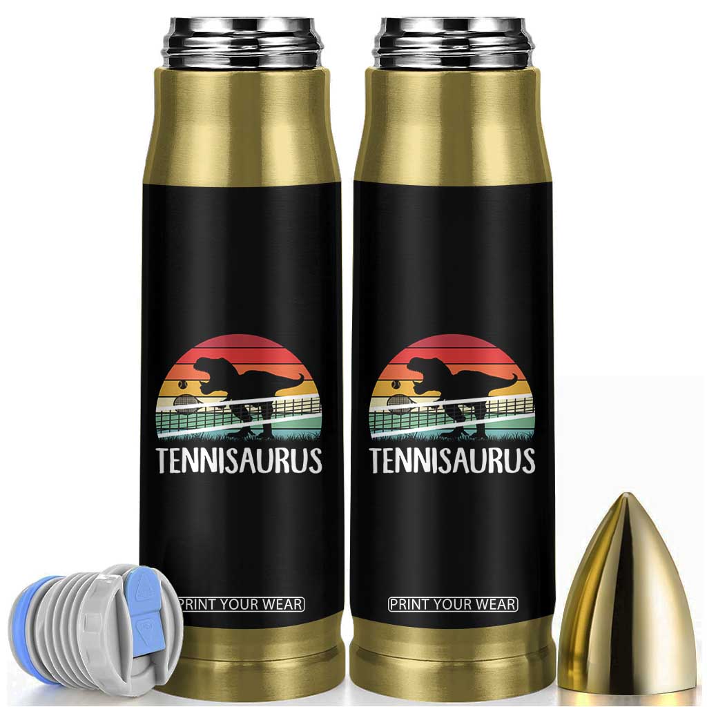Funny Dinosaur Tennis Player Gift Bullet Tumbler Tennisaurus TS12 Black Print Your Wear