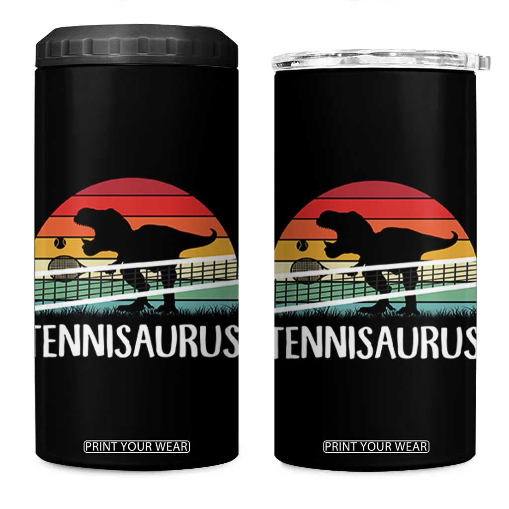 Funny Dinosaur Tennis Player Gift 4 in 1 Can Cooler Tumbler Tennisaurus TS12 One Size: 16 oz Black Print Your Wear