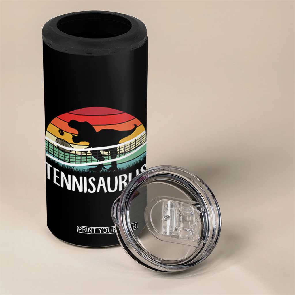 Funny Dinosaur Tennis Player Gift 4 in 1 Can Cooler Tumbler Tennisaurus TS12 Print Your Wear