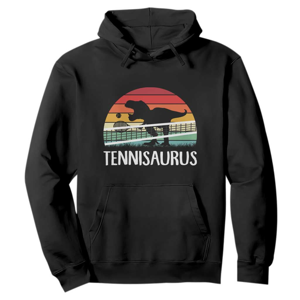 Funny Dinosaur Tennis Player Gift Hoodie Tennisaurus TS12 Black Print Your Wear