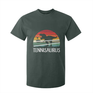 Funny Dinosaur Tennis Player Gift T Shirt For Kid Tennisaurus TS12 Dark Forest Green Print Your Wear