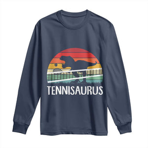 Funny Dinosaur Tennis Player Gift Long Sleeve Shirt Tennisaurus TS12 Navy Print Your Wear