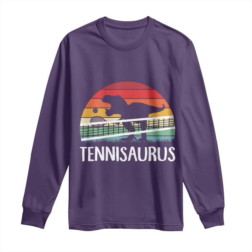 Funny Dinosaur Tennis Player Gift Long Sleeve Shirt Tennisaurus TS12 Purple Print Your Wear