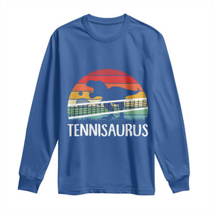Funny Dinosaur Tennis Player Gift Long Sleeve Shirt Tennisaurus TS12 Royal Blue Print Your Wear
