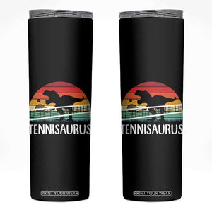Funny Dinosaur Tennis Player Gift Skinny Tumbler Tennisaurus TS12 Black Print Your Wear