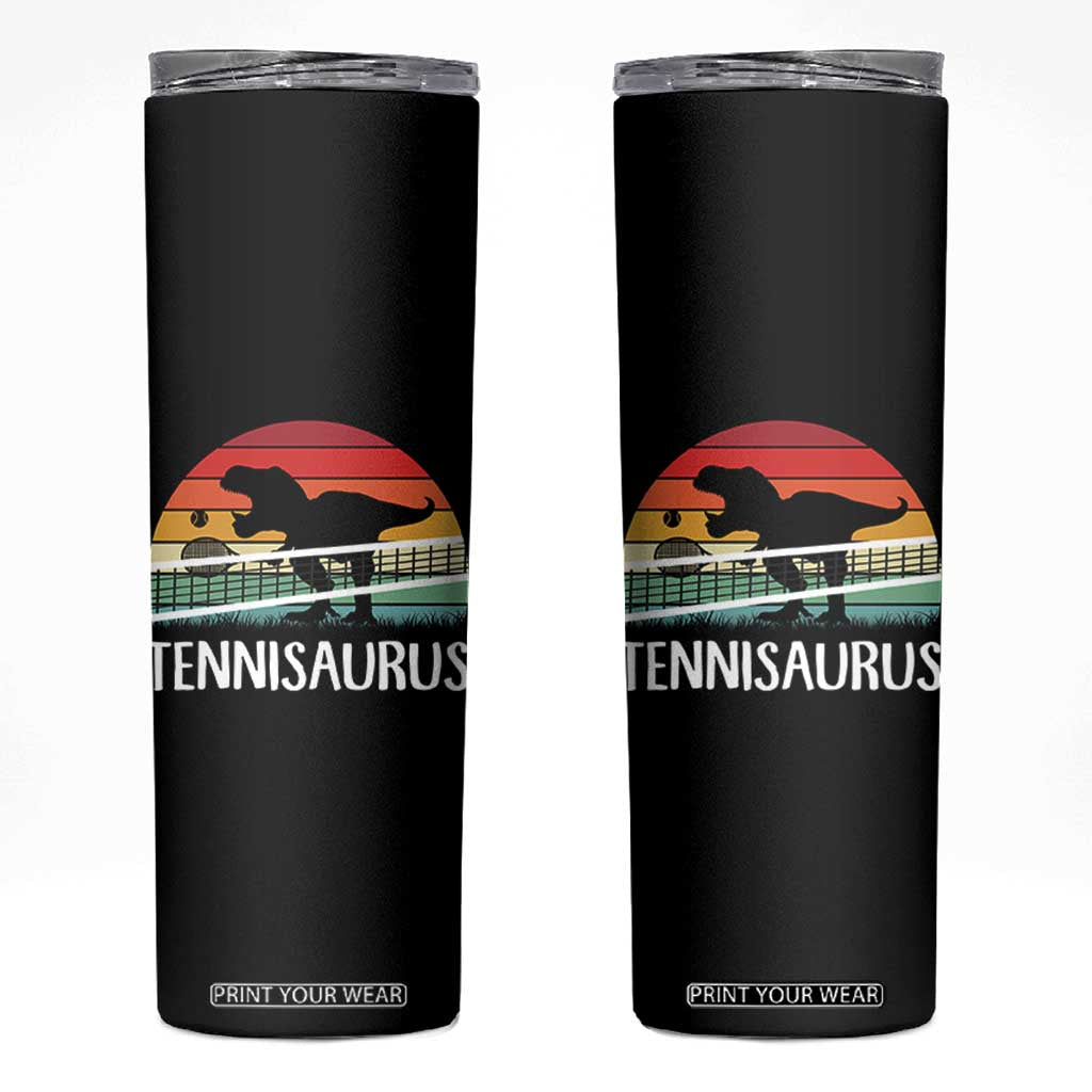 Funny Dinosaur Tennis Player Gift Skinny Tumbler Tennisaurus TS12 Black Print Your Wear