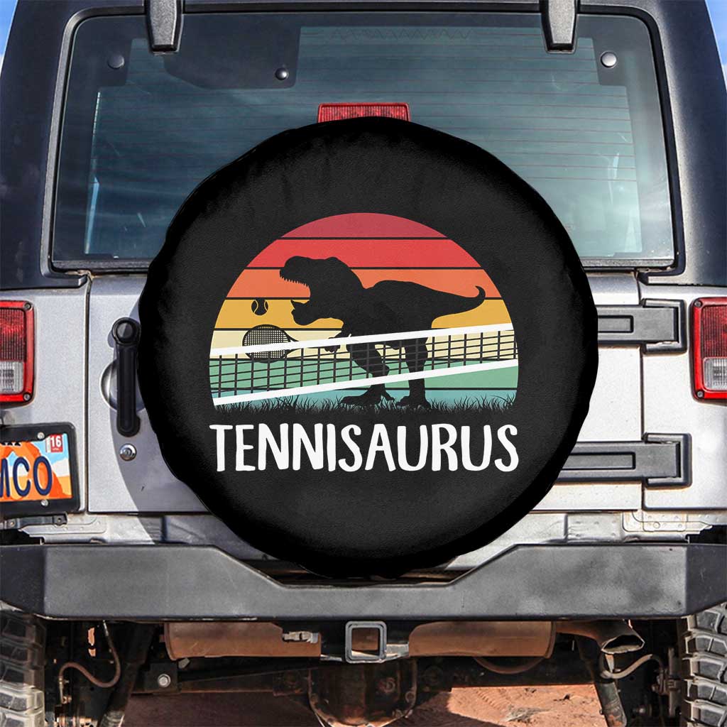 Funny Dinosaur Tennis Player Gift Spare Tire Cover Tennisaurus TS12 No hole Black Print Your Wear