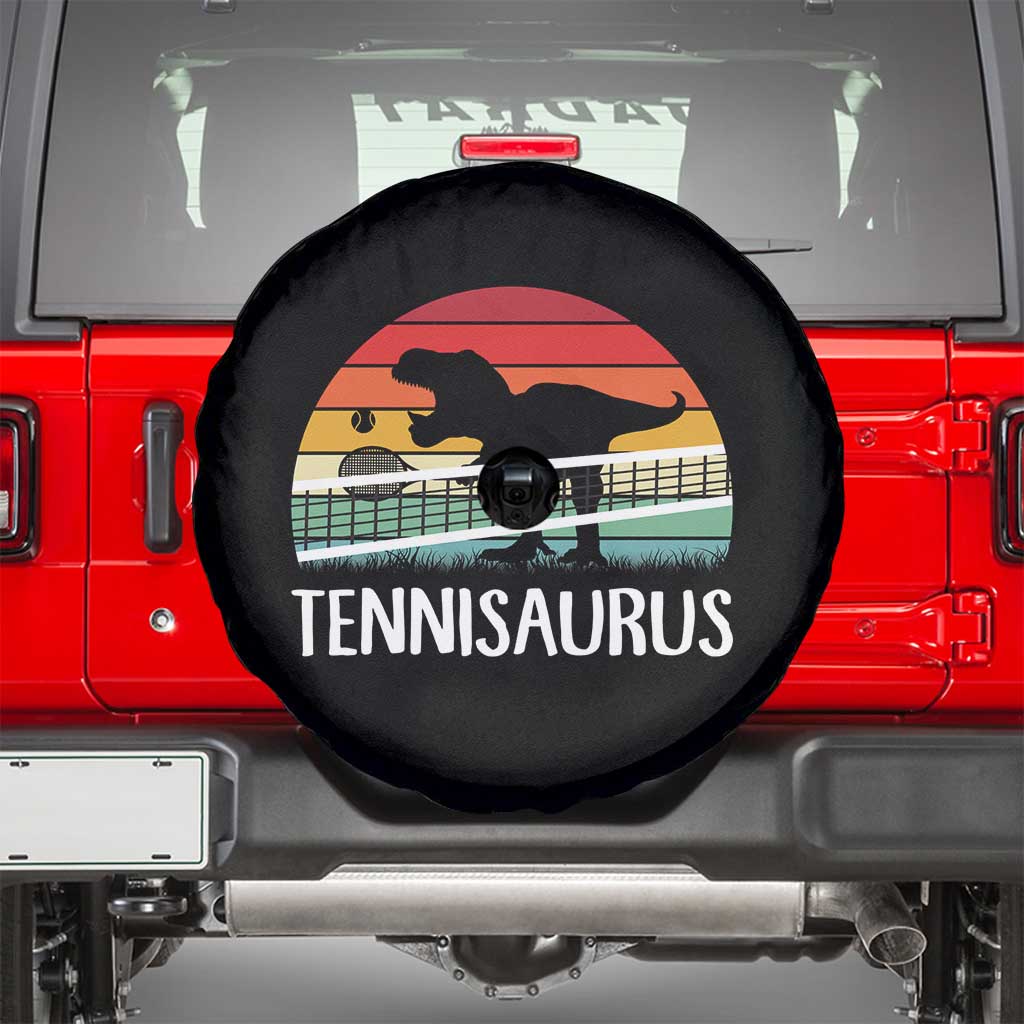 Funny Dinosaur Tennis Player Gift Spare Tire Cover Tennisaurus TS12 Black Print Your Wear