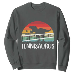 Funny Dinosaur Tennis Player Gift Sweatshirt Tennisaurus TS12 Dark Heather Print Your Wear