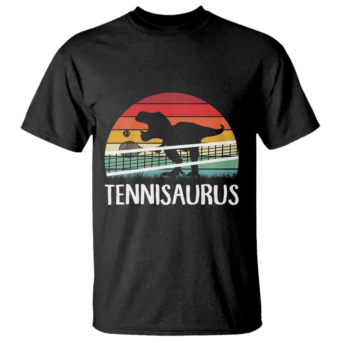 Funny Dinosaur Tennis Player Gift T Shirt Tennisaurus TS12 Black Print Your Wear