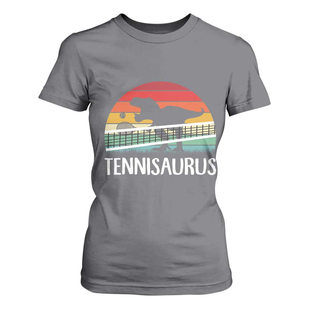 Funny Dinosaur Tennis Player Gift T Shirt For Women Tennisaurus TS12 Charcoal Print Your Wear