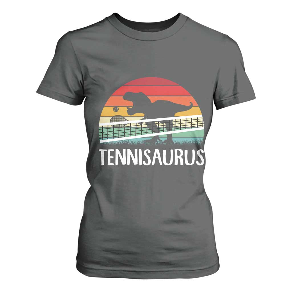 Funny Dinosaur Tennis Player Gift T Shirt For Women Tennisaurus TS12 Dark Heather Print Your Wear