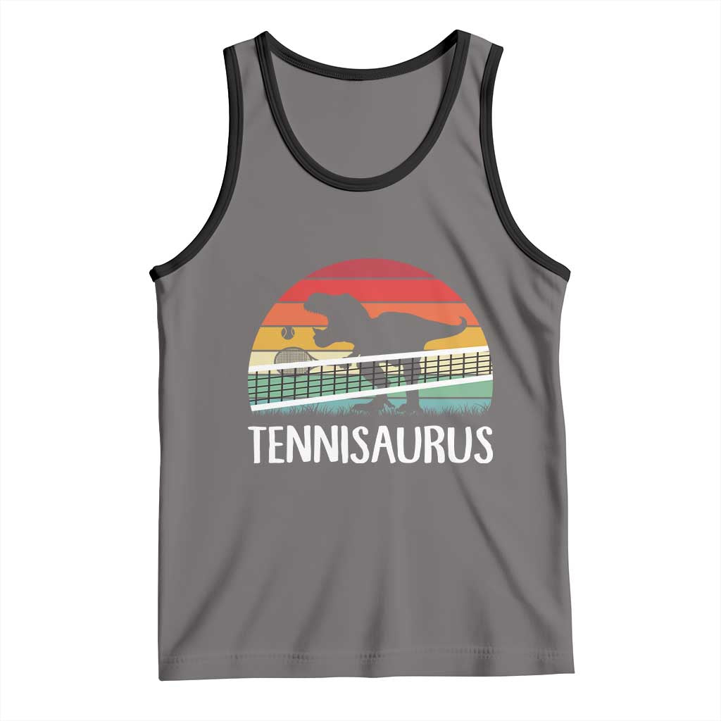 Funny Dinosaur Tennis Player Gift Tank Top Tennisaurus TS12 Deep Heather Black Print Your Wear