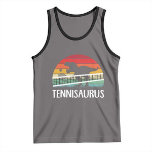 Funny Dinosaur Tennis Player Gift Tank Top Tennisaurus TS12 Deep Heather Black Print Your Wear