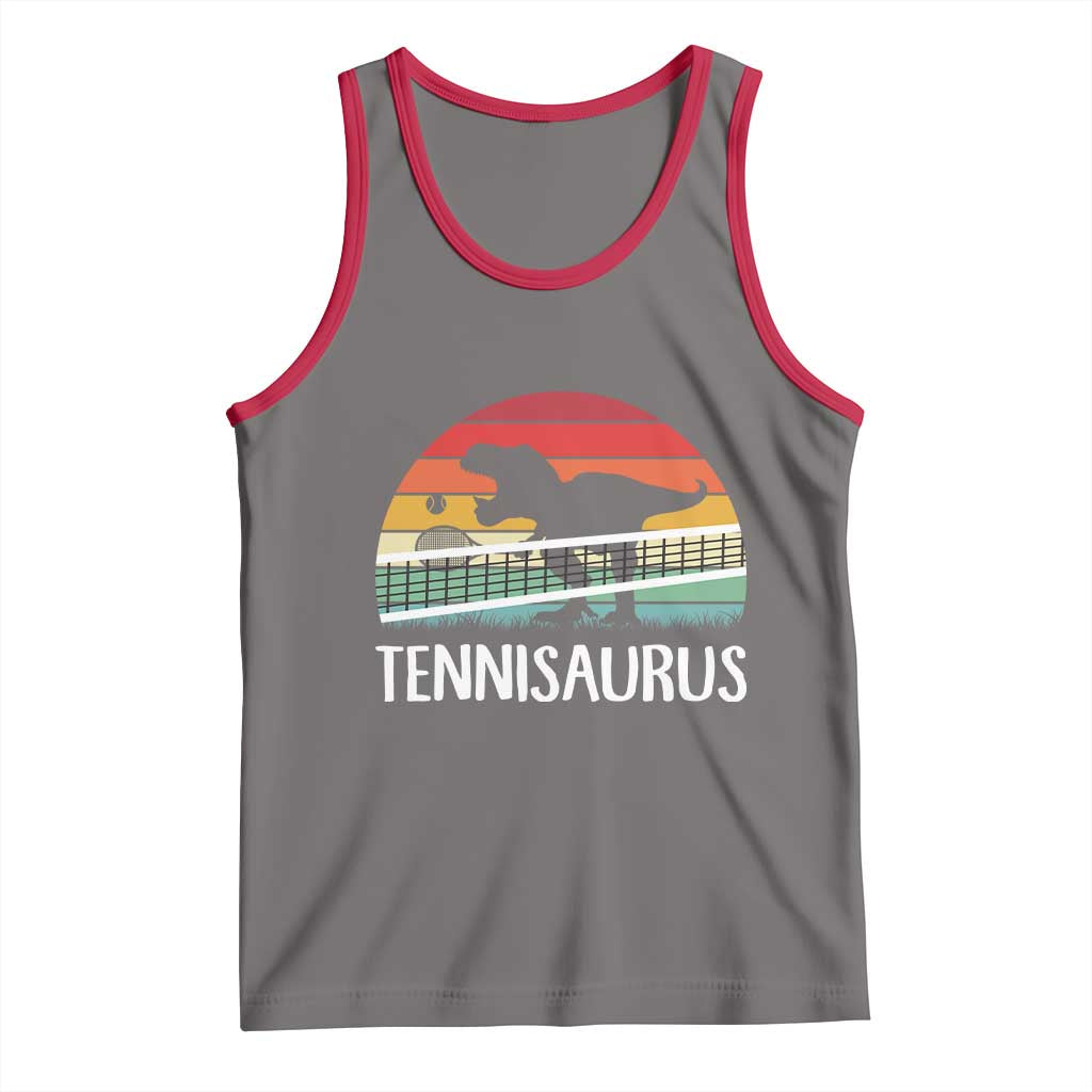 Funny Dinosaur Tennis Player Gift Tank Top Tennisaurus TS12 Deep Heather Red Print Your Wear
