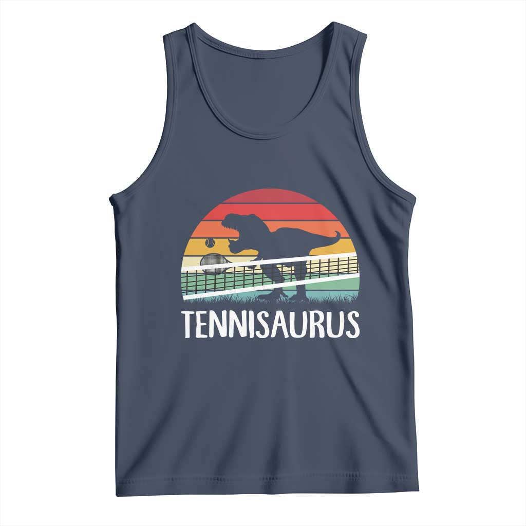 Funny Dinosaur Tennis Player Gift Tank Top Tennisaurus TS12 Navy Print Your Wear