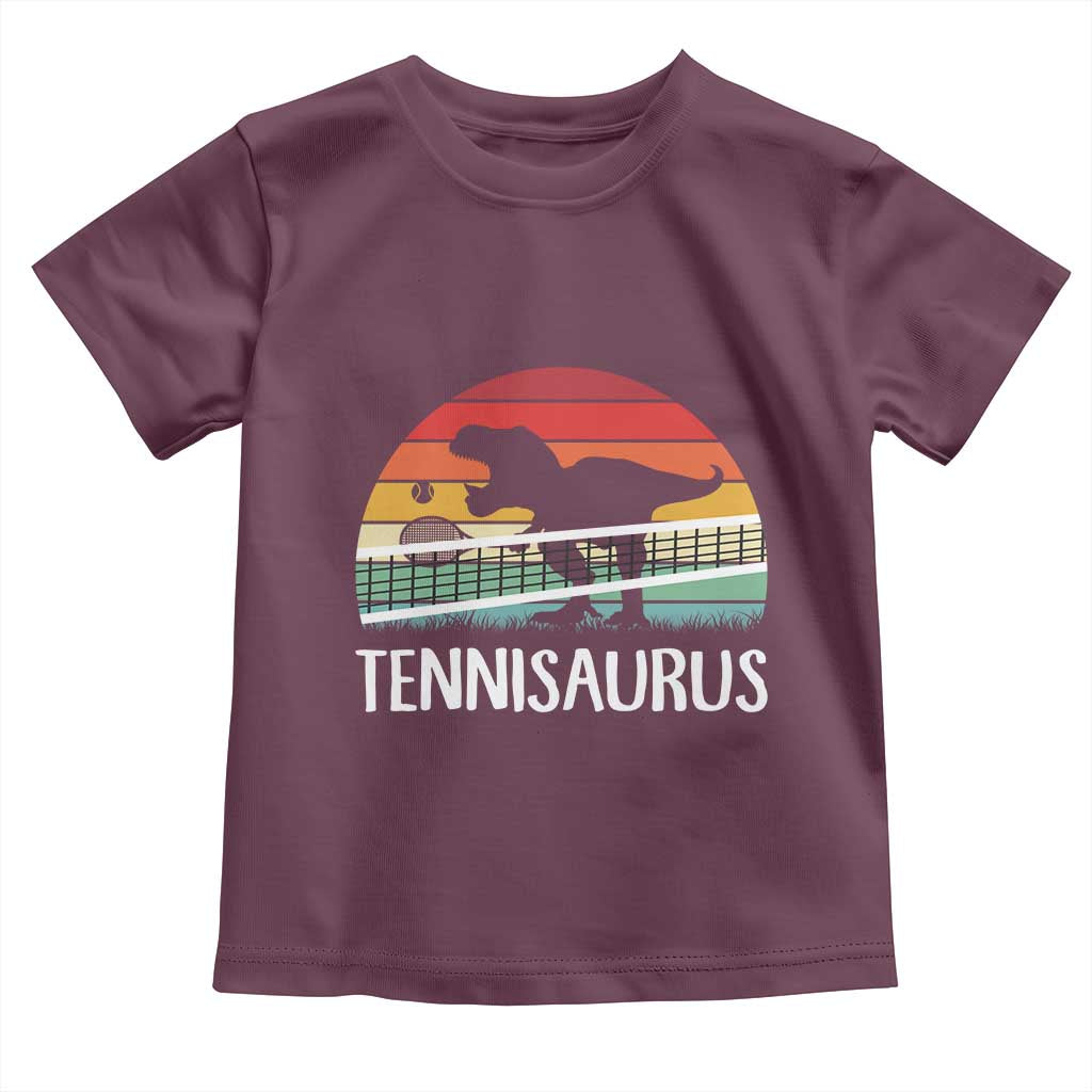 Funny Dinosaur Tennis Player Gift Toddler T Shirt Tennisaurus TS12 Maroon Print Your Wear