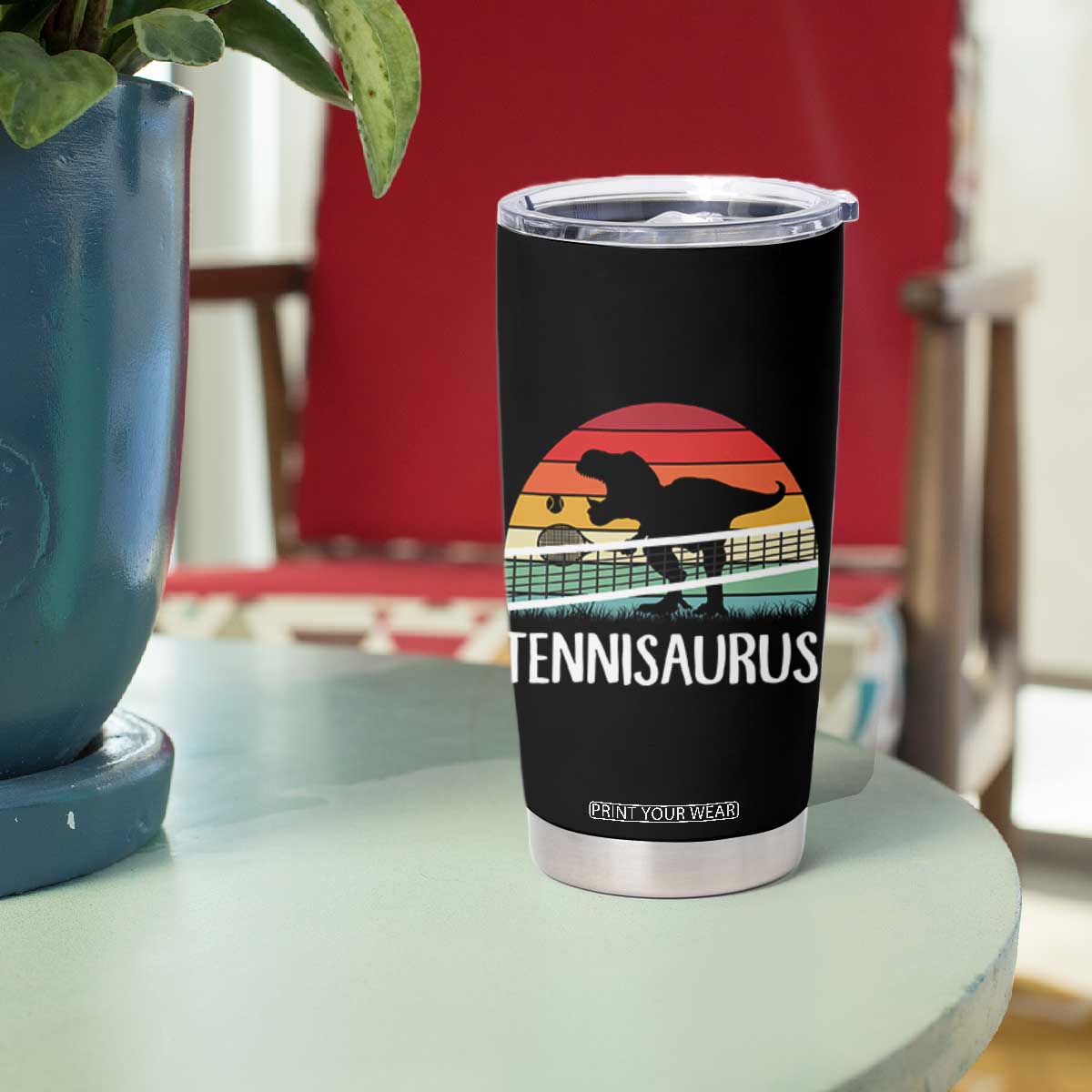 Funny Dinosaur Tennis Player Gift Tumbler Cup Tennisaurus TS12 Print Your Wear