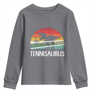 Funny Dinosaur Tennis Player Gift Youth Sweatshirt Tennisaurus TS12 Charcoal Print Your Wear