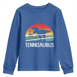 Funny Dinosaur Tennis Player Gift Youth Sweatshirt Tennisaurus TS12 Royal Blue Print Your Wear
