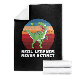 Retro Dinosaur Tennis Player Throw Blanket Real Legends Never Extinct TS12 Black Print Your Wear