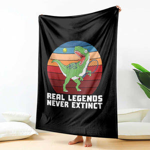 Retro Dinosaur Tennis Player Throw Blanket Real Legends Never Extinct TS12 Print Your Wear