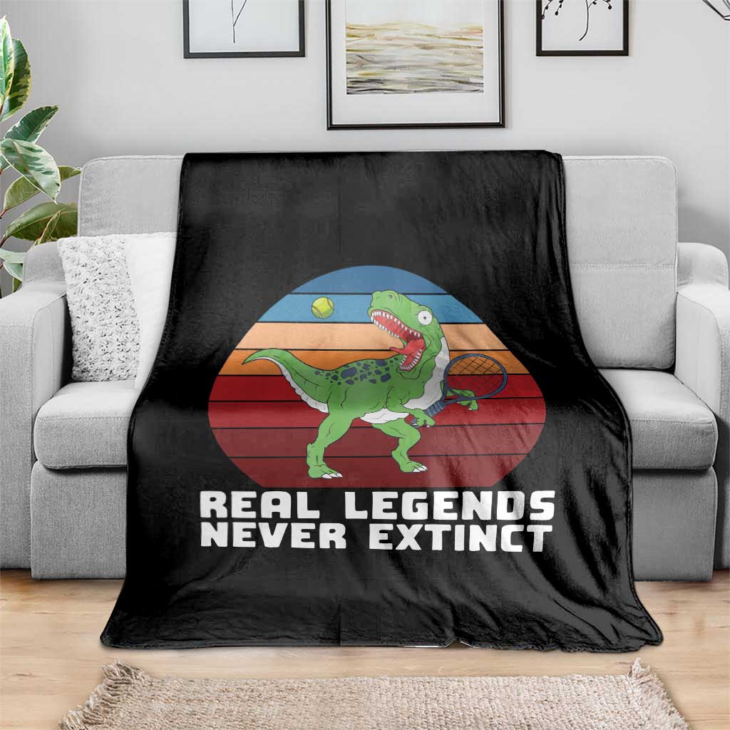 Retro Dinosaur Tennis Player Throw Blanket Real Legends Never Extinct TS12 Print Your Wear
