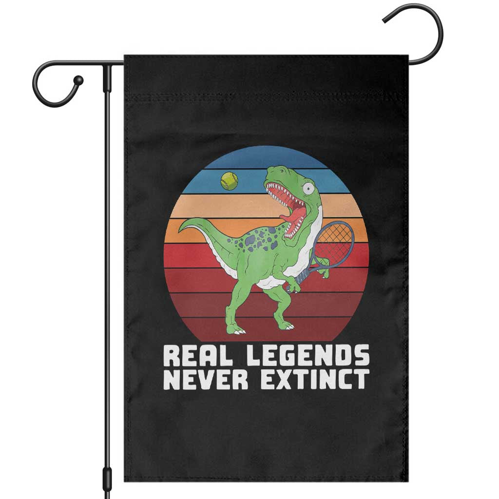 Retro Dinosaur Tennis Player Garden Flag Real Legends Never Extinct TS12 Black Print Your Wear