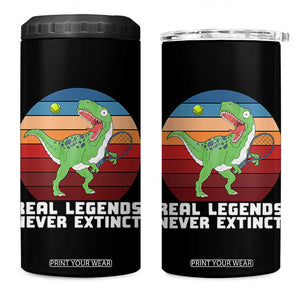 Retro Dinosaur Tennis Player 4 in 1 Can Cooler Tumbler Real Legends Never Extinct TS12 One Size: 16 oz Black Print Your Wear