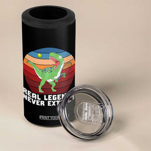 Retro Dinosaur Tennis Player 4 in 1 Can Cooler Tumbler Real Legends Never Extinct TS12 Print Your Wear