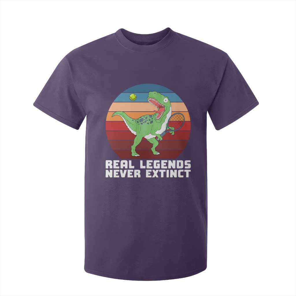 Retro Dinosaur Tennis Player T Shirt For Kid Real Legends Never Extinct TS12 Purple Print Your Wear