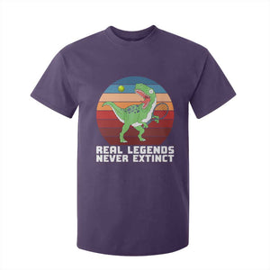 Retro Dinosaur Tennis Player T Shirt For Kid Real Legends Never Extinct TS12 Purple Print Your Wear