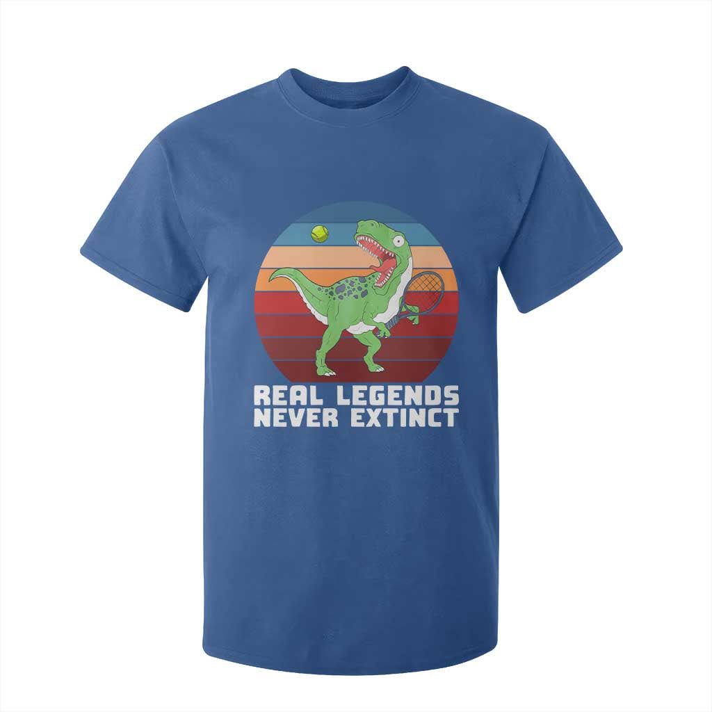 Retro Dinosaur Tennis Player T Shirt For Kid Real Legends Never Extinct TS12 Royal Blue Print Your Wear