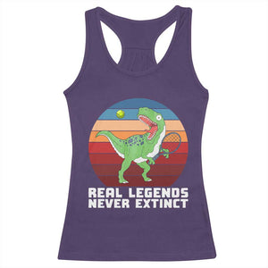 Retro Dinosaur Tennis Player Racerback Tank Top Real Legends Never Extinct TS12 Purple Print Your Wear