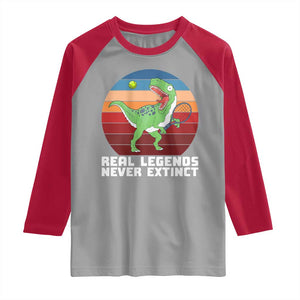 Retro Dinosaur Tennis Player Raglan Shirt Real Legends Never Extinct TS12 Sport Gray Red Print Your Wear