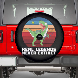 Retro Dinosaur Tennis Player Spare Tire Cover Real Legends Never Extinct TS12 Black Print Your Wear