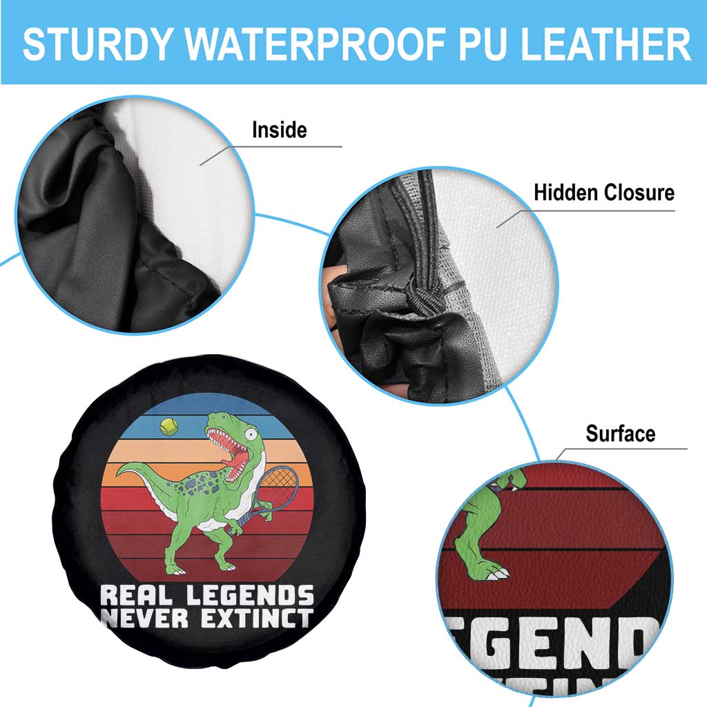 Retro Dinosaur Tennis Player Spare Tire Cover Real Legends Never Extinct TS12 Print Your Wear